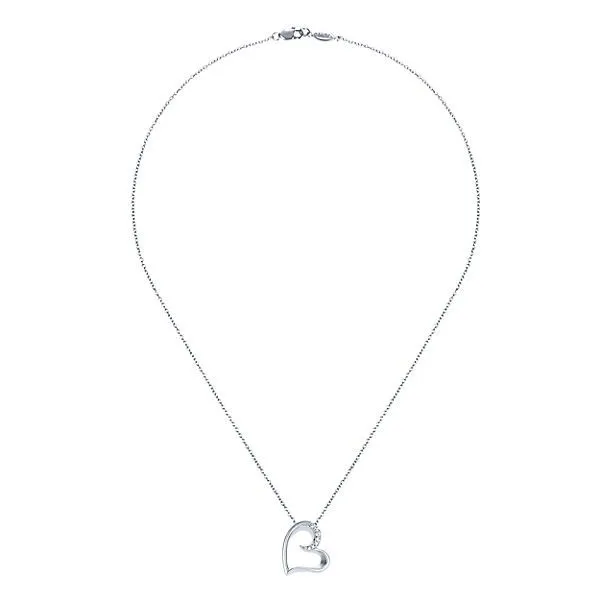 925 Sterling Silver White Sapphire Open Heart Pendant Necklace Image 2 Texas Gold Connection Greenville, TX