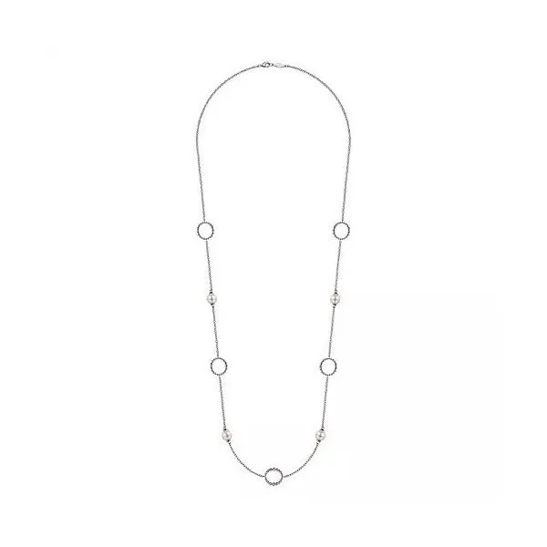 925 Sterling Silver Pearl and Open Circle Station Necklace Image 2 Texas Gold Connection Greenville, TX