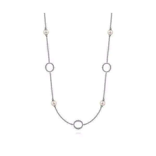 925 Sterling Silver Pearl and Open Circle Station Necklace Texas Gold Connection Greenville, TX