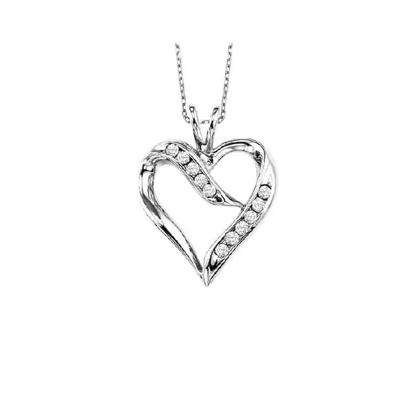 Diamond Open Ribbon Heart Pendant In Sterling Silver Texas Gold Connection greenville, TX