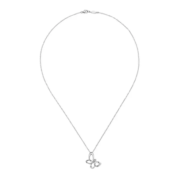 925 Sterling Silver White Sapphire Sideways Butterfly Pendant Necklace Texas Gold Connection greenville, TX