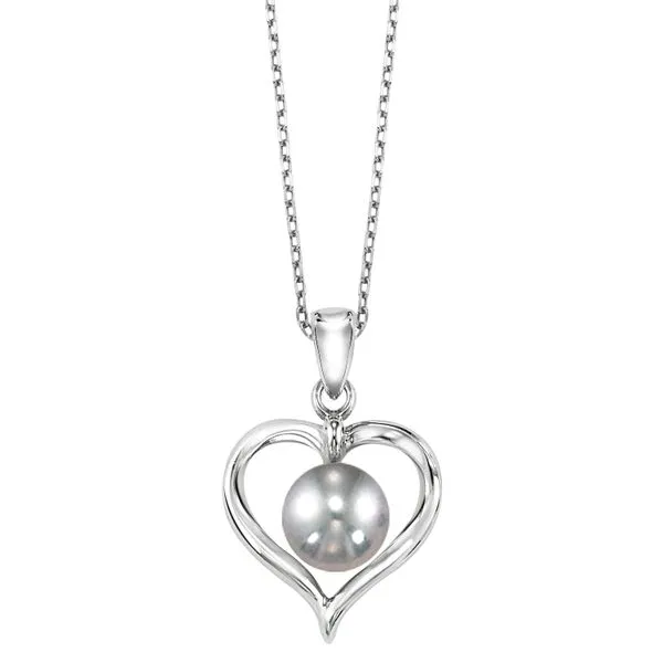 Sterling Silver Cultured Gray Pearl Ribbon Heart Pendant Texas Gold Connection greenville, TX