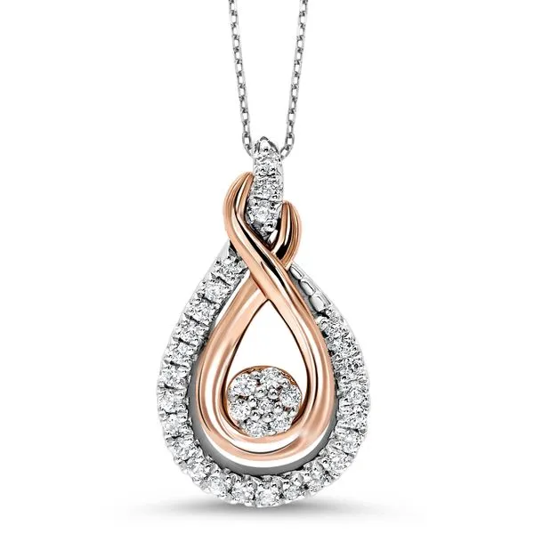 .925 Sterling Silver and 10K Rose Gold Necklace With 1/6Tw Diamonds Texas Gold Connection greenville, TX