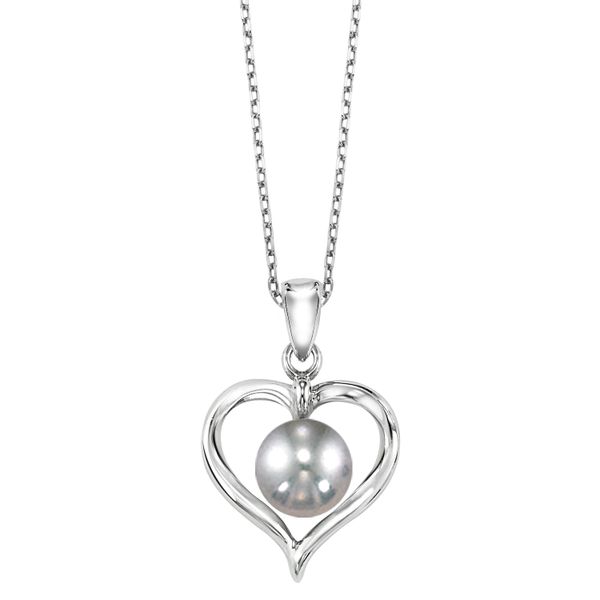 Sterling Silver Cultured Gray Pearl Ribbon Heart Pendant Texas Gold Connection greenville, TX