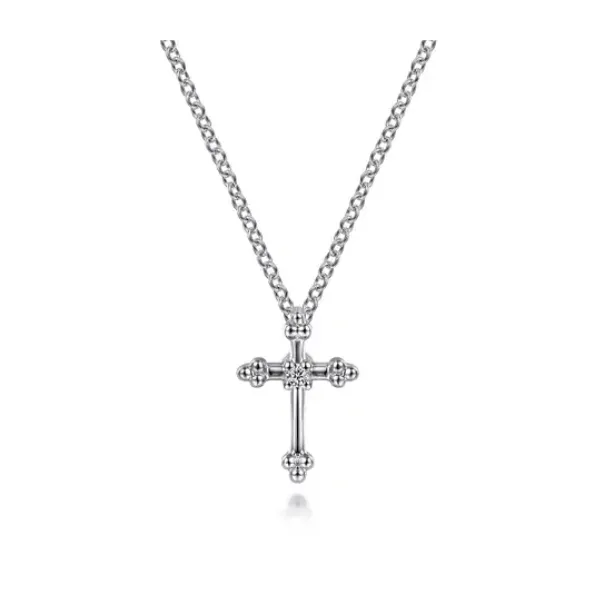925 Sterling Silver Diamond Cross Pendant Necklace Image 2 Texas Gold Connection greenville, TX
