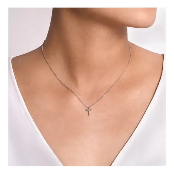 925 Sterling Silver Diamond Cross Pendant Necklace Image 3 Texas Gold Connection greenville, TX