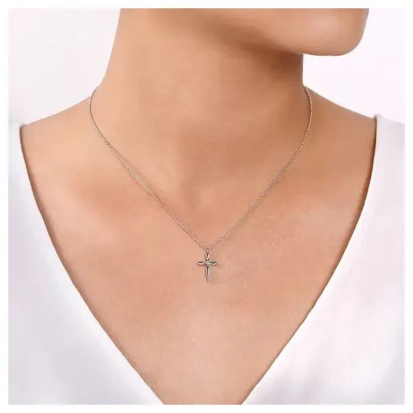 925 Sterling Silver Diamond Cross Pendant Necklace Image 3 Texas Gold Connection greenville, TX
