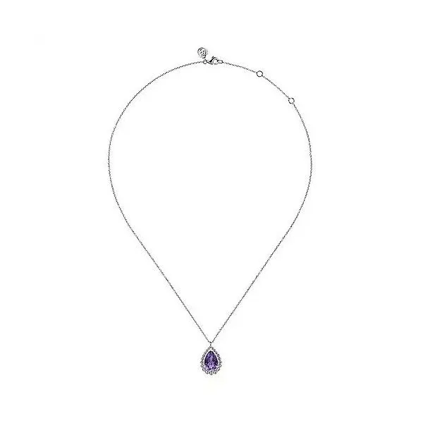 925 Sterling Silver Faceted Amethyst Pear Shape Bujukan Necklace Image 2 Texas Gold Connection greenville, TX
