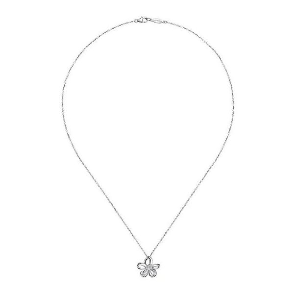 925 Sterling Silver White Sapphire Flower Pendant Necklace Texas Gold Connection greenville, TX