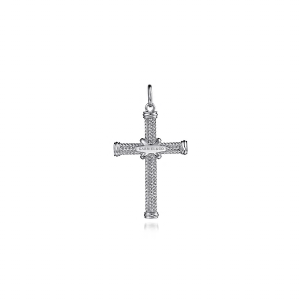 925 Sterling Silver Twisted Rope Cross Pendant with X Center Image 2 Texas Gold Connection greenville, TX