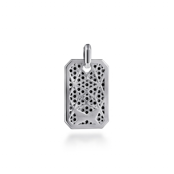 925 Sterling Silver Black Spinel Dog Tag Pendant Image 2 Texas Gold Connection greenville, TX