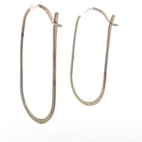 Sterling Silver Rustic Oblong Hoop Earrings Image 2 Texas Gold Connection Greenville, TX