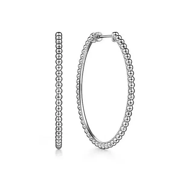 Sterling Silver 50X40mm Bujukan Beaded Large Oval Classic Hoop Earrings Texas Gold Connection Greenville, TX