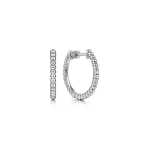 Sterling Silver 20MM Beaded Classic Hoop Earrings Texas Gold Connection Greenville, TX