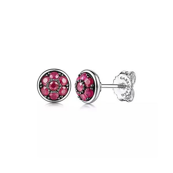 925 Sterling Silver Round B Quality Ruby Cluster Stud Earrings Texas Gold Connection Greenville, TX