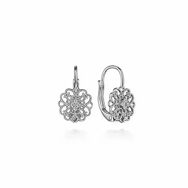 Sterling Silver White Sapphire Vintage Inspired Openwork Drop Earrings Texas Gold Connection Greenville, TX