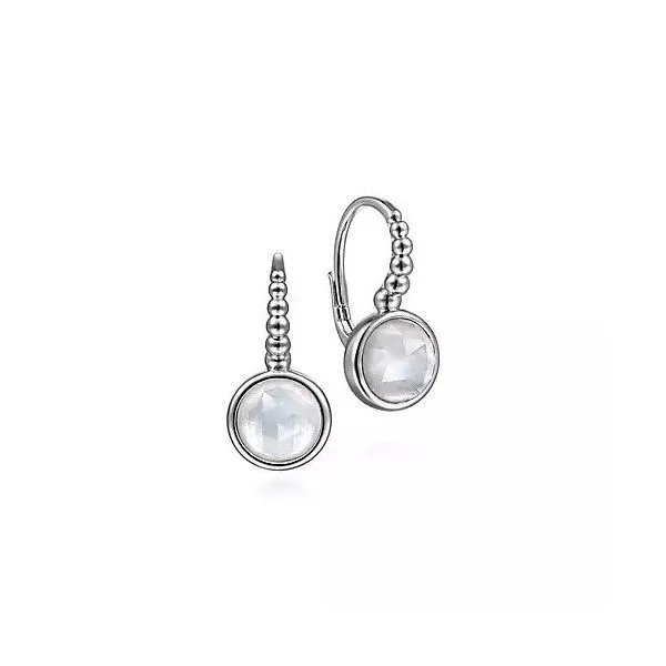 925 Sterling Silver Rock Crystal and White Mother of Pearl Hoop Leverback Earrings Texas Gold Connection Greenville, TX