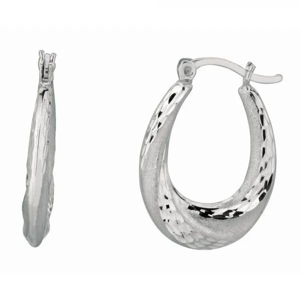 Sterling Silver Diamond Cut & Polished Twist Puffed Hoop Earring Texas Gold Connection Greenville, TX