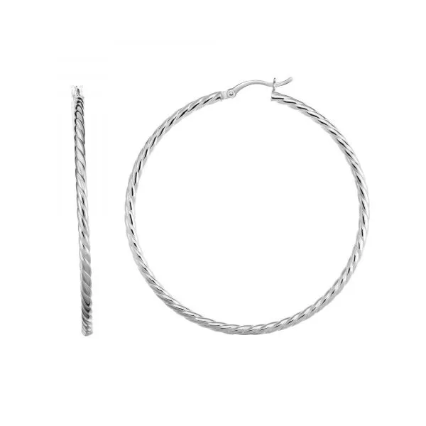 Sterling Silver 50mm Twist Hoop Earring Texas Gold Connection Greenville, TX