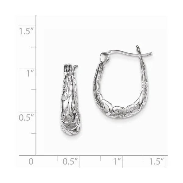 Sterling Silver Polished Filigree Oval Hoop Earrings Image 2 Texas Gold Connection Greenville, TX