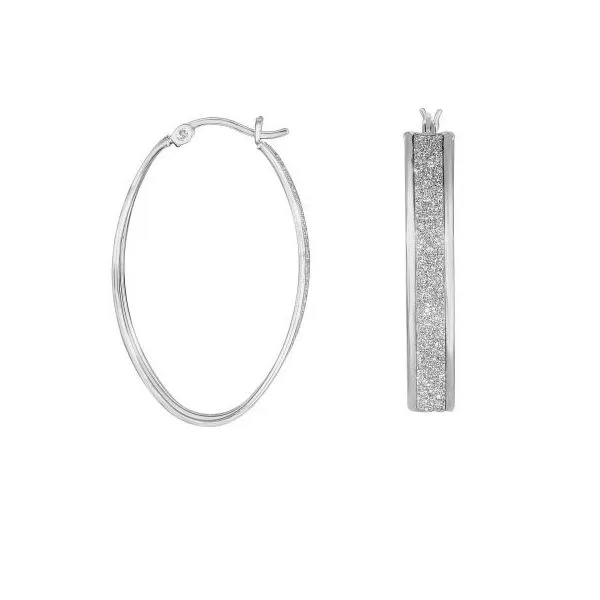 Sterling Silver Oval Glitter Hoop Earring Texas Gold Connection Greenville, TX