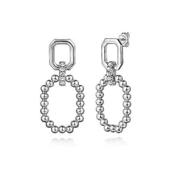 925 Sterling Silver Octagon White Sapphire Bujukan Stud Drop Earrings Texas Gold Connection Greenville, TX