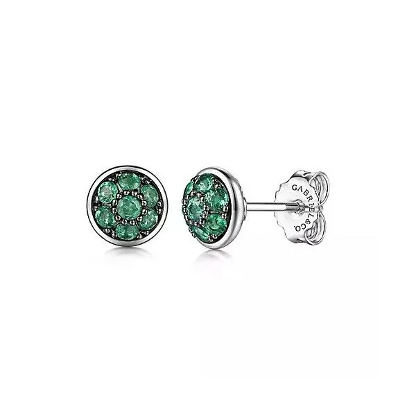 925 Sterling Silver Round Emerald Cluster Stud Earrings Texas Gold Connection Greenville, TX