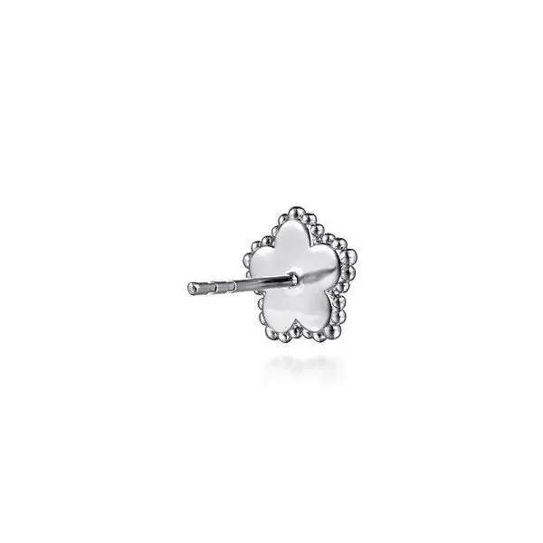 925 Sterling Silver Diamond Bujukan Frame Flower Diamond Cut Stud Earrings Image 2 Texas Gold Connection greenville, TX