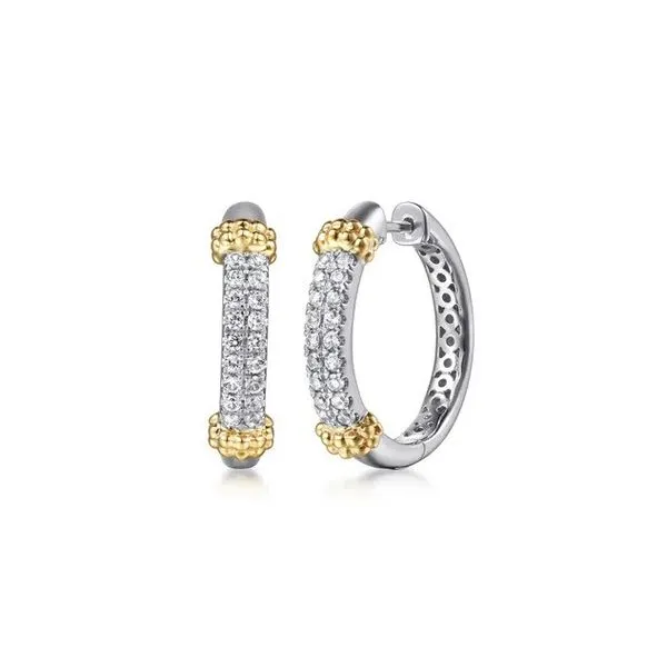 14K Yellow Gold and 925 Sterling Silver Bujukan White Sapphire Hoops Texas Gold Connection greenville, TX