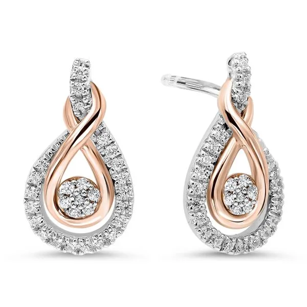 .925 Sterling Silver and 10K Rose Gold Earrings With 0.20Tw Diamonds Texas Gold Connection greenville, TX