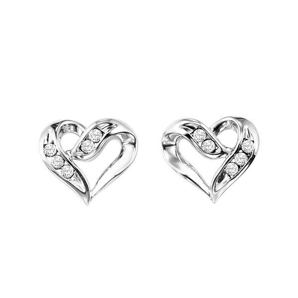 Sterling Silver Heart Shaped Diamond Studs Texas Gold Connection greenville, TX