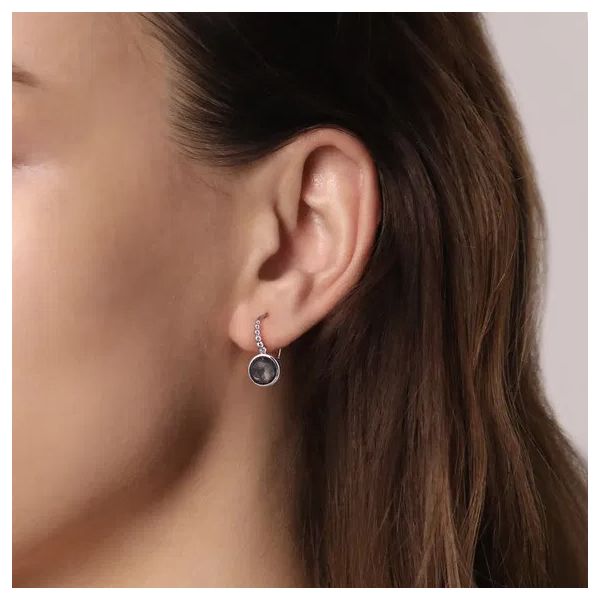 925 Sterling Silver Rock Crystal and Black MOP Leverback Earrings Image 2 Texas Gold Connection greenville, TX