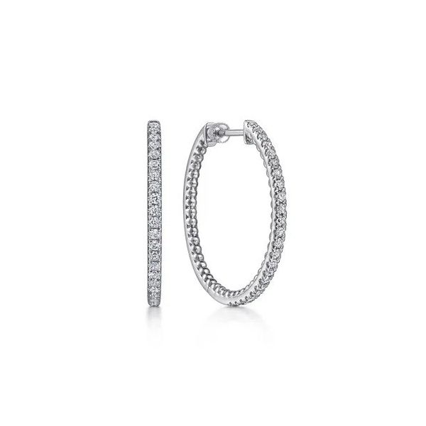 925 Sterling Silver 30mm White Sapphire Bujukan Classic Hoop Earrings Texas Gold Connection greenville, TX