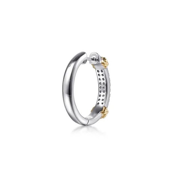 14K Yellow Gold and 925 Sterling Silver Bujukan White Sapphire Hoops Image 2 Texas Gold Connection greenville, TX