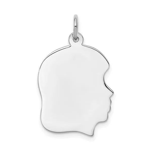 Sterling Silver Rhod-plate Eng. Girl Polish Front/Satin Back Disc Charm Texas Gold Connection Greenville, TX