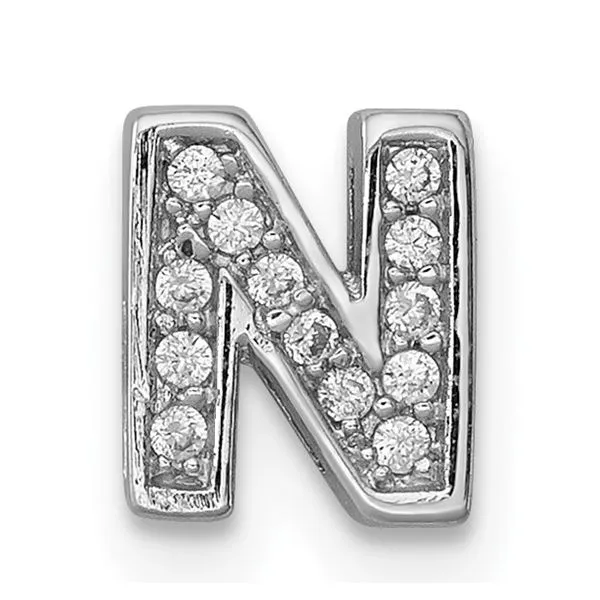 Sterling Silver Rhodium Plated CZ Letter N Slide Charm Texas Gold Connection Greenville, TX
