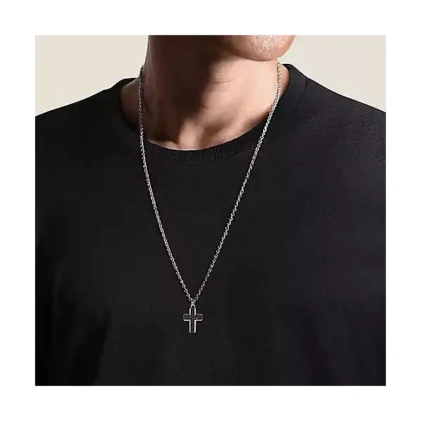 925 Sterling Silver and Black Spinel Cross Pendant Image 4 Texas Gold Connection Greenville, TX