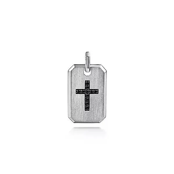925 Sterling Silver Dog Tag Pendant with Black Spinel Cross Texas Gold Connection Greenville, TX