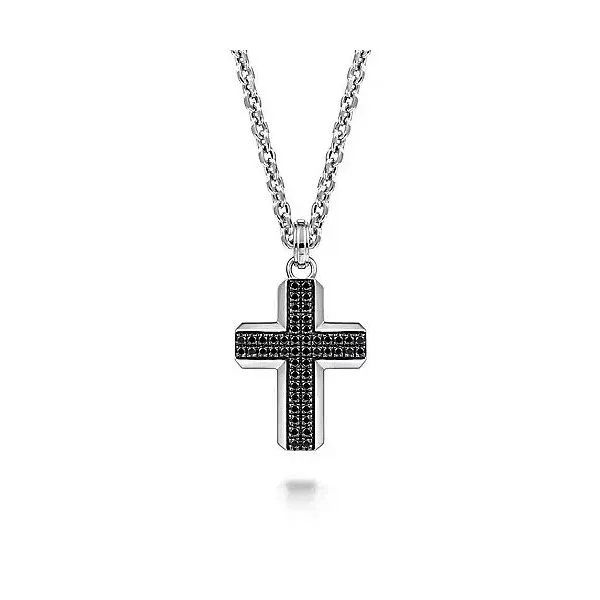 925 Sterling Silver and Black Spinel Cross Pendant Image 3 Texas Gold Connection Greenville, TX