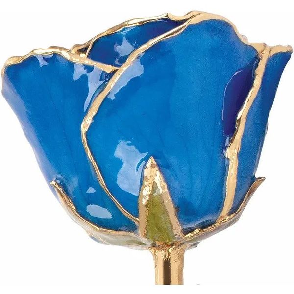 Lacquer September Sapphire Colored Rose With Gold Trim Image 3 Texas Gold Connection greenville, TX