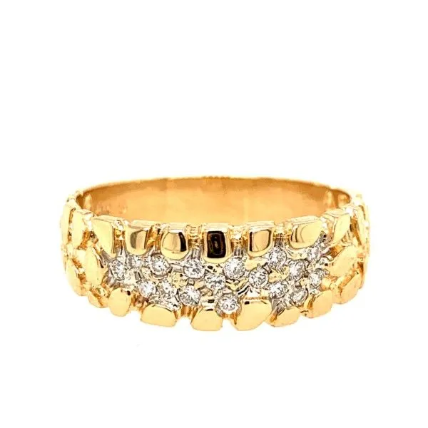 PRE-OWNED 14K Yellow Gold Diamond Nugget Ring