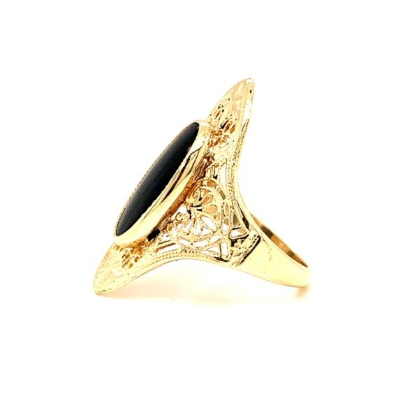 PRE-OWNED Vintage 10K Yellow Gold Black Oval Onyx Ring Image 2 Texas Gold Connection Greenville, TX