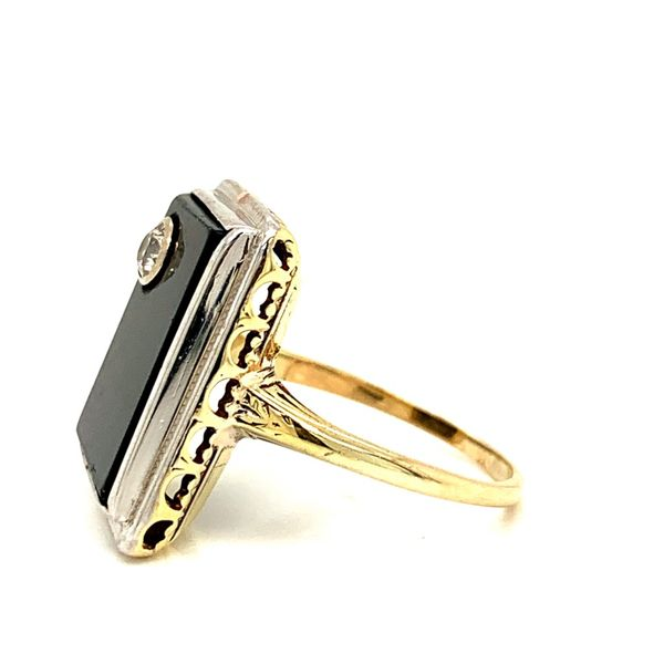 PRE-OWNED Vintage 14K Two Tone Onyx and Diamond Ring Image 2 Texas Gold Connection Greenville, TX