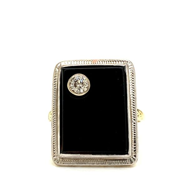 PRE-OWNED Vintage 14K Two Tone Onyx and Diamond Ring Texas Gold Connection Greenville, TX