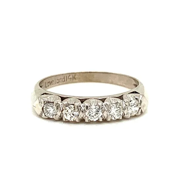 PRE-OWNED 14K White Gold Vintage Diamond Wedding Band Texas Gold Connection Greenville, TX