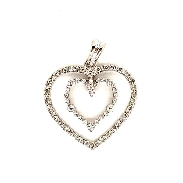 PRE-OWNED 14K White Gold Diamond Heart Pendant Texas Gold Connection Greenville, TX