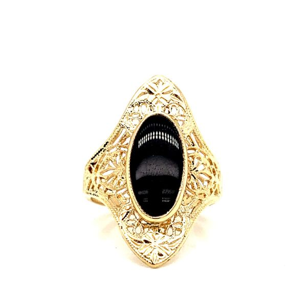 PRE-OWNED Vintage 10K Yellow Gold Black Oval Onyx Ring Texas Gold Connection Greenville, TX