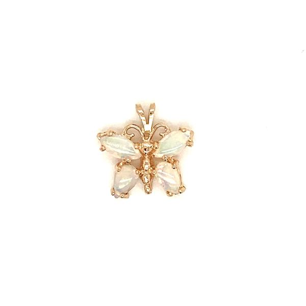 PRE-OWNED 14K Yellow Gold Australian Opal Butterfly Pendant Texas Gold Connection Greenville, TX