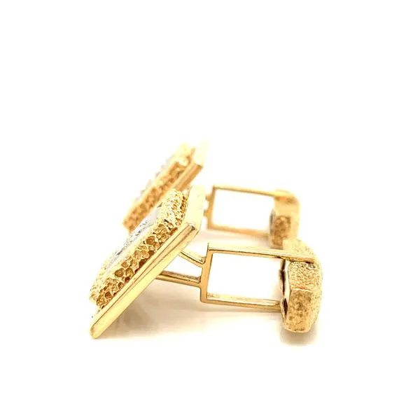 PRE-OWNED 14K Yellow Gold Diamond Cuff Links Image 3 Texas Gold Connection Greenville, TX