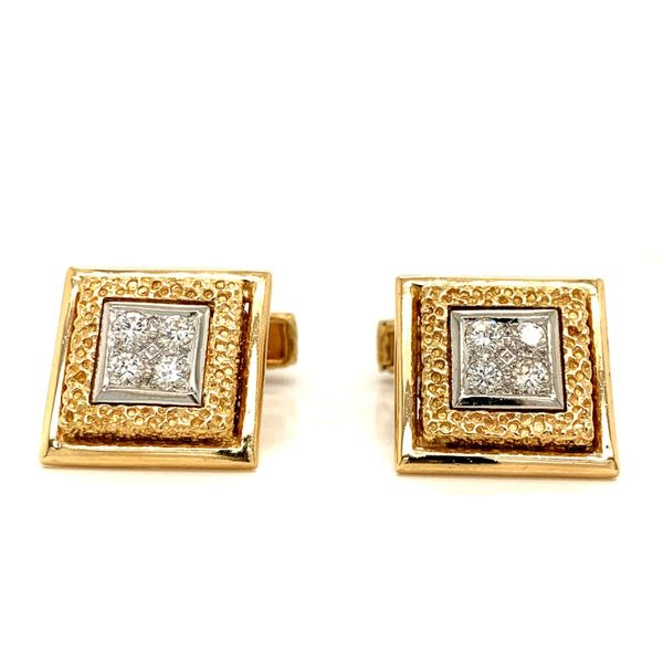 PRE-OWNED 14K Yellow Gold Diamond Cuff Links Texas Gold Connection Greenville, TX